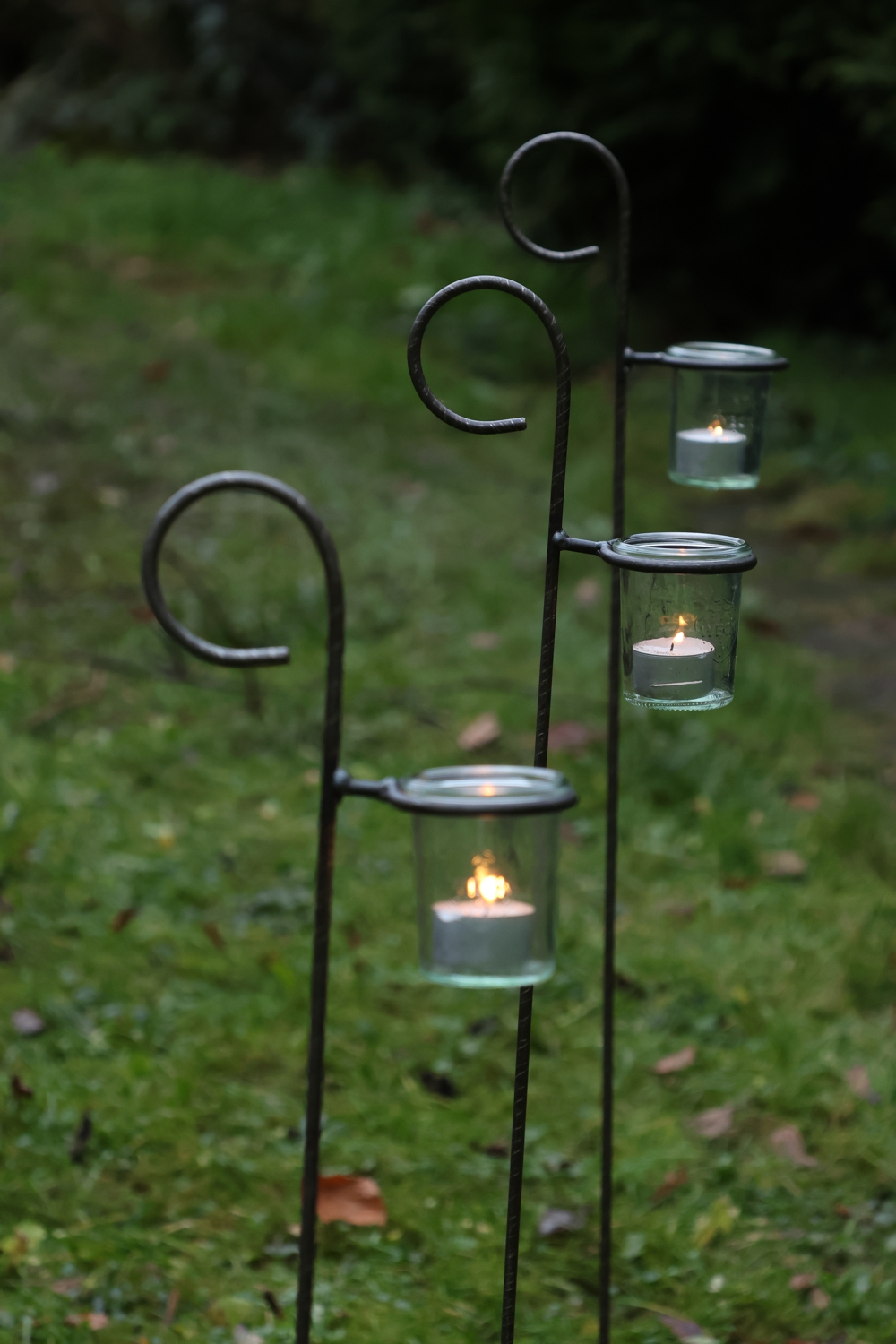3 er Set Windlichtstecker, Gartenstecker, Gärtnergeschenk