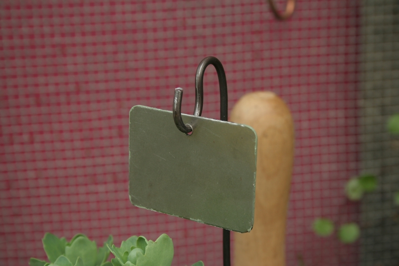 10 Stück Pflanzenschild "kleines Grünes mit Eisenhaken", Schild für Pflanzennamen mit Haken, Anzuchtzubehör, 